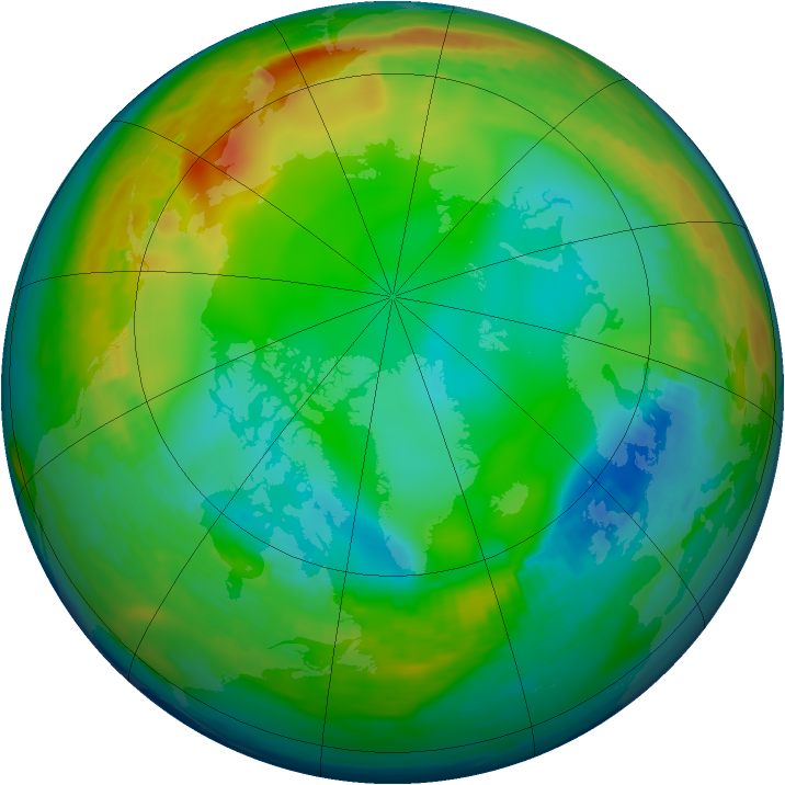 Arctic ozone map for 02 January 1992